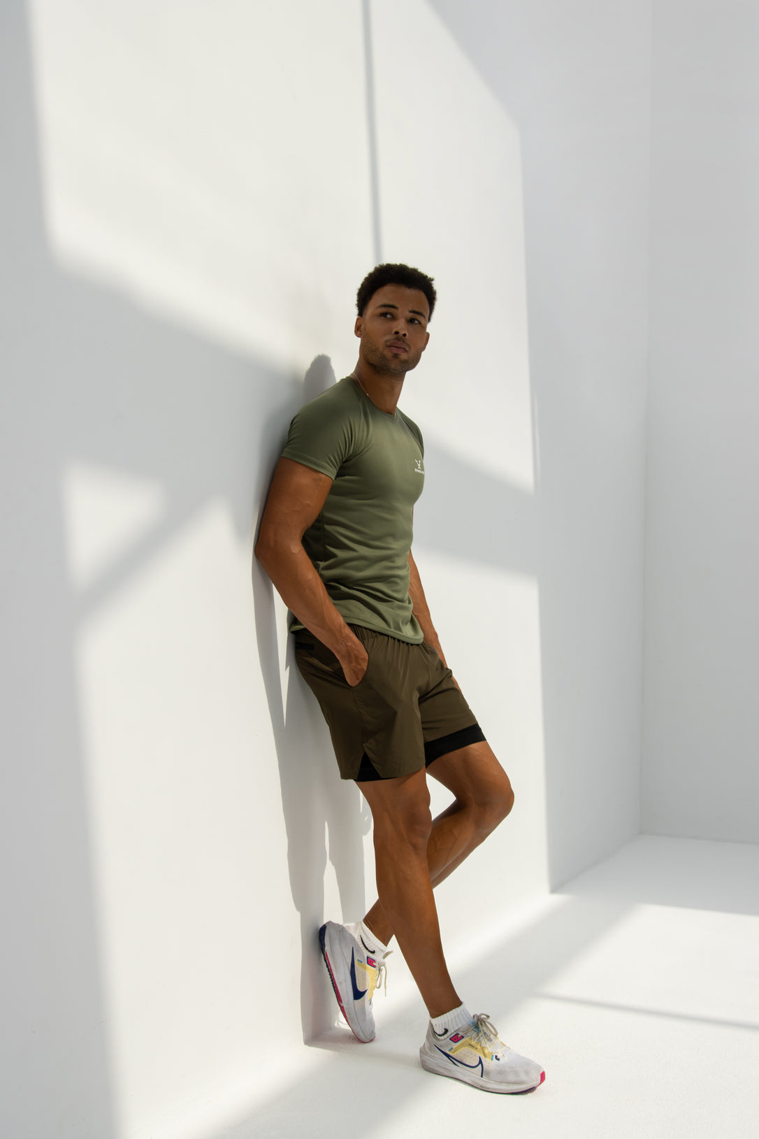 Men's Green Custom Double-Layer Gym Shorts