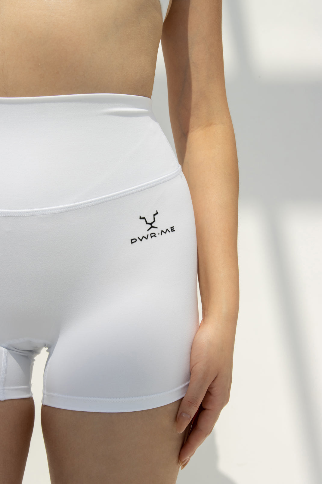 White Sports Bra & High-Waisted Shorts Set