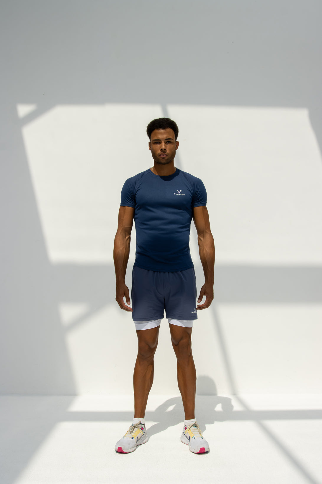 Men's Blue Custom Double-Layer Gym Shorts