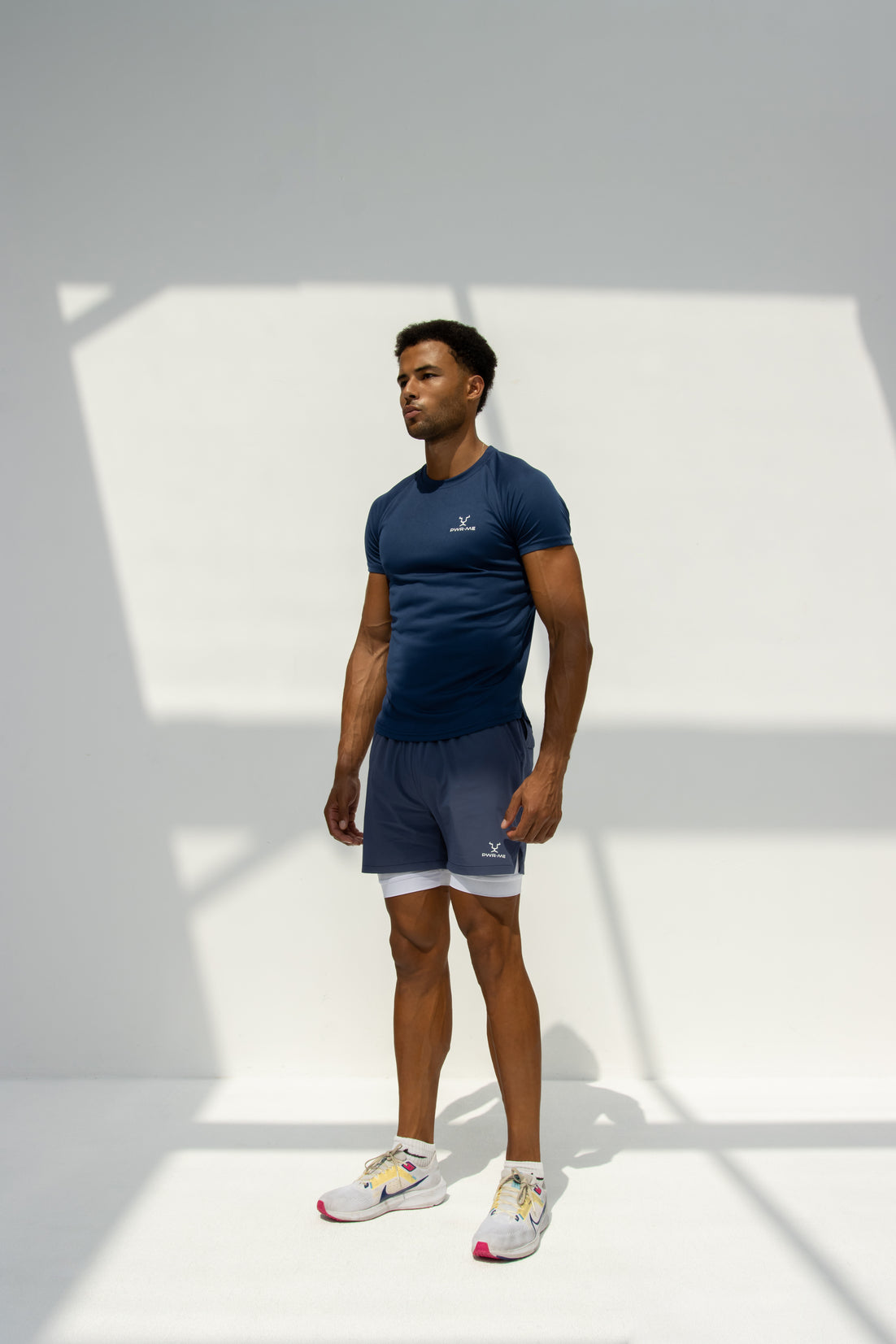Men's Blue Custom Double-Layer Gym Shorts