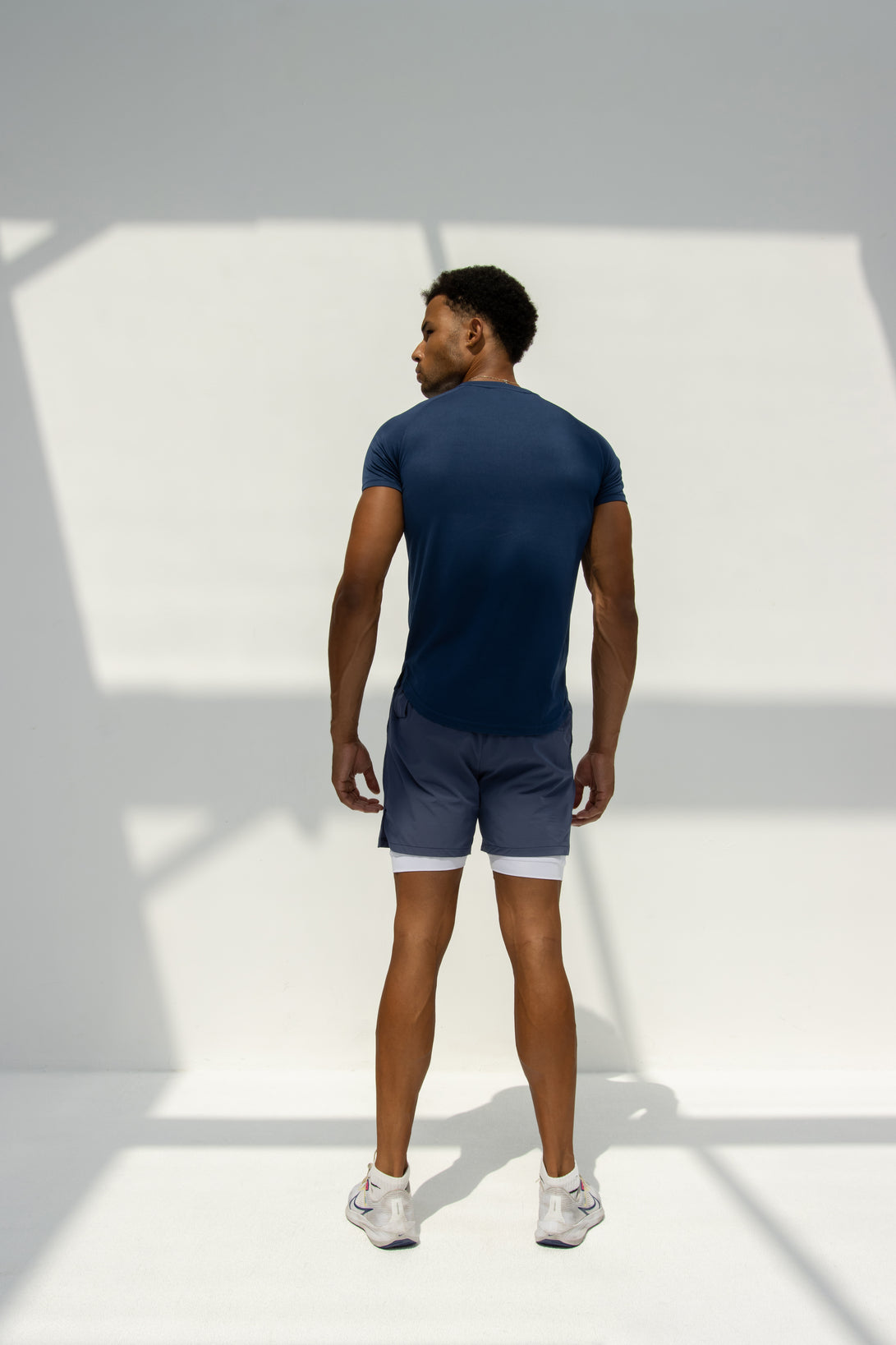 Men's Blue Custom Double-Layer Gym Shorts