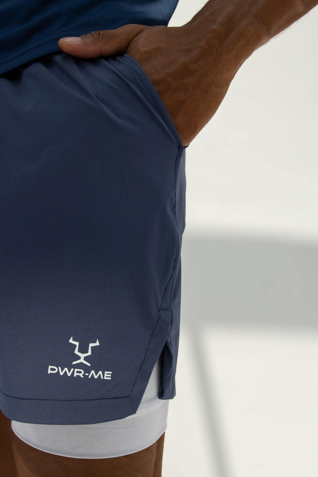 Men's Blue Custom Double-Layer Gym Shorts