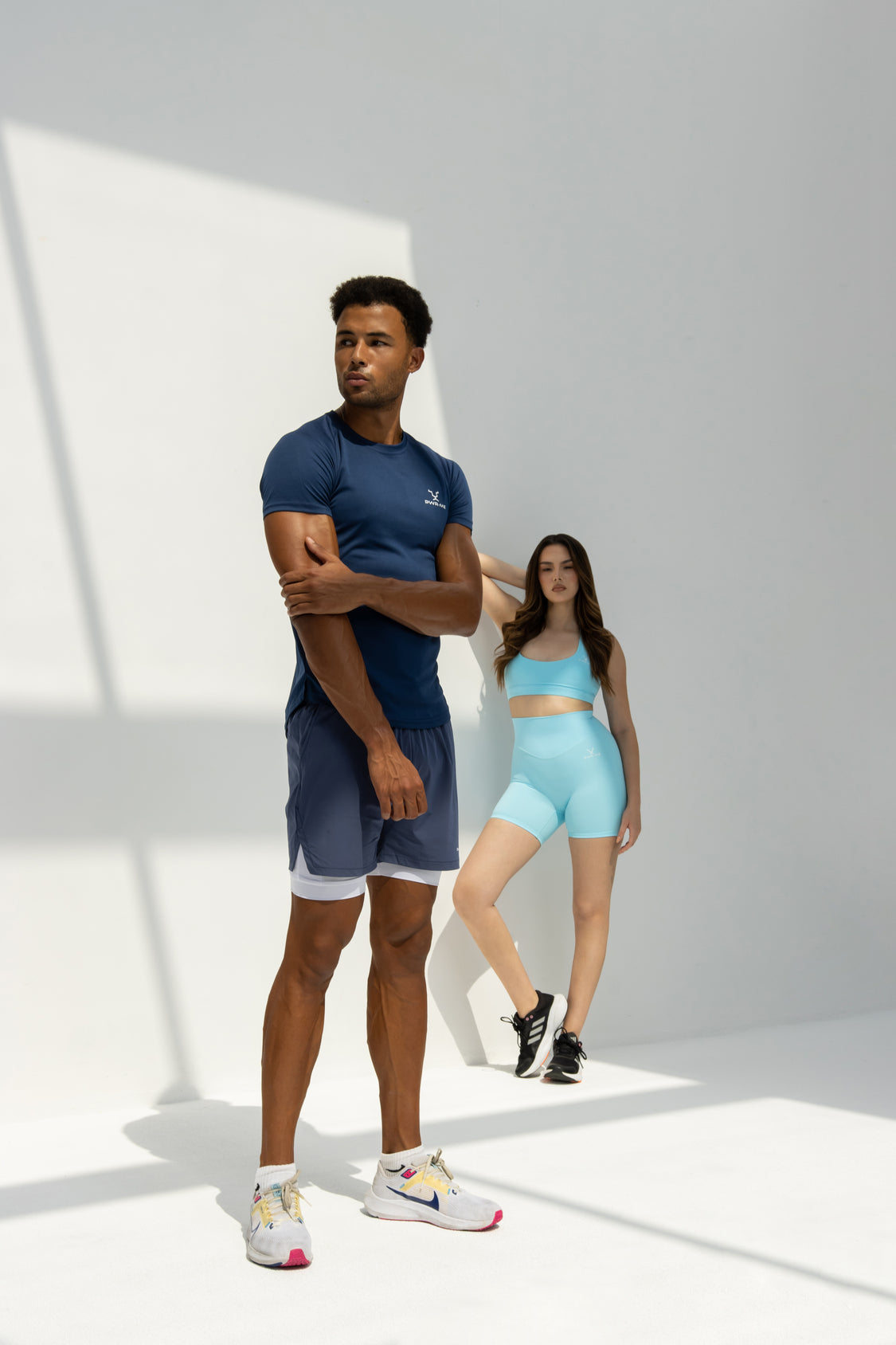 Men's Blue Custom Double-Layer Gym Shorts