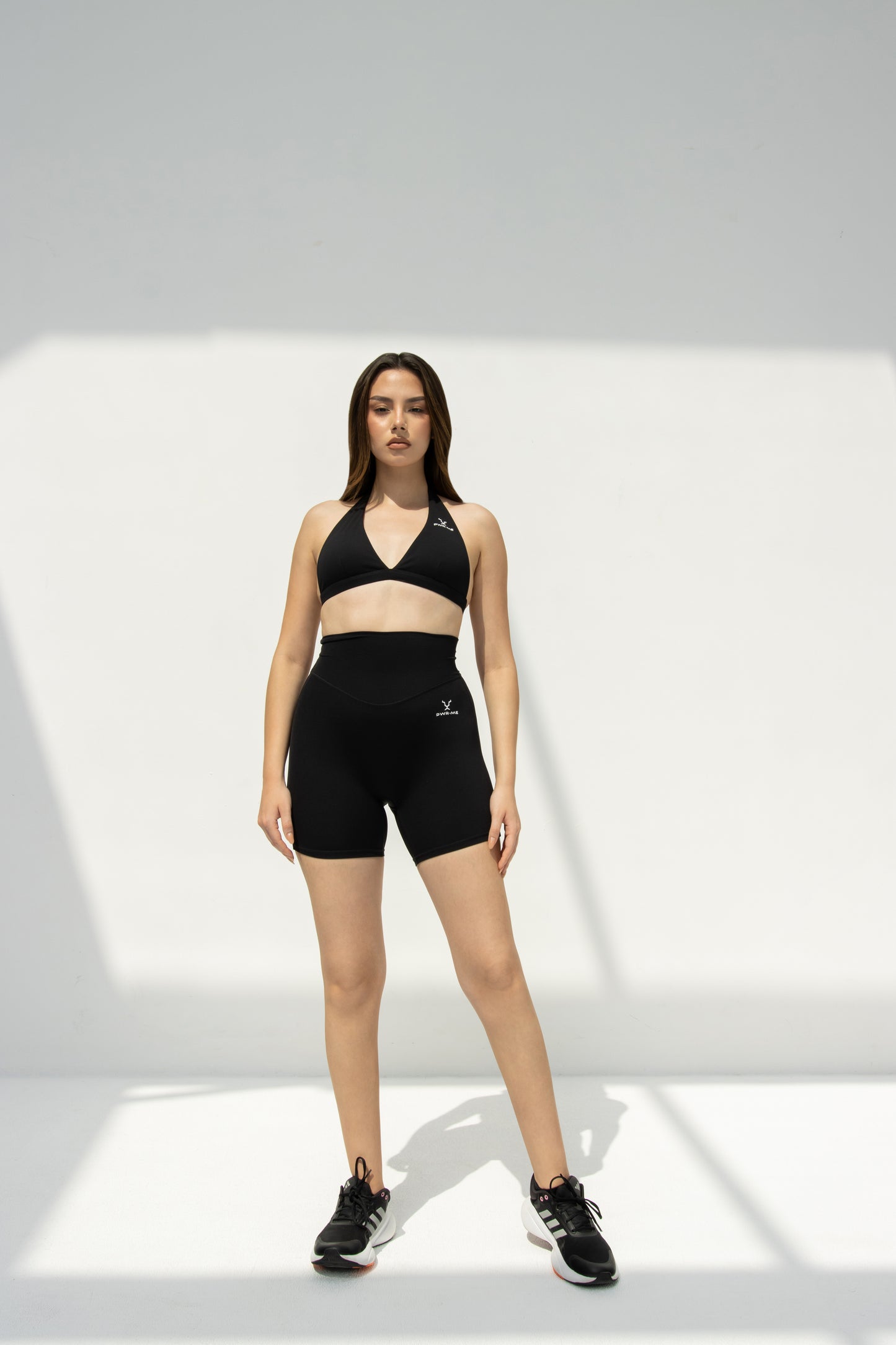 Black Sports Bra & High-Waisted Shorts Set
