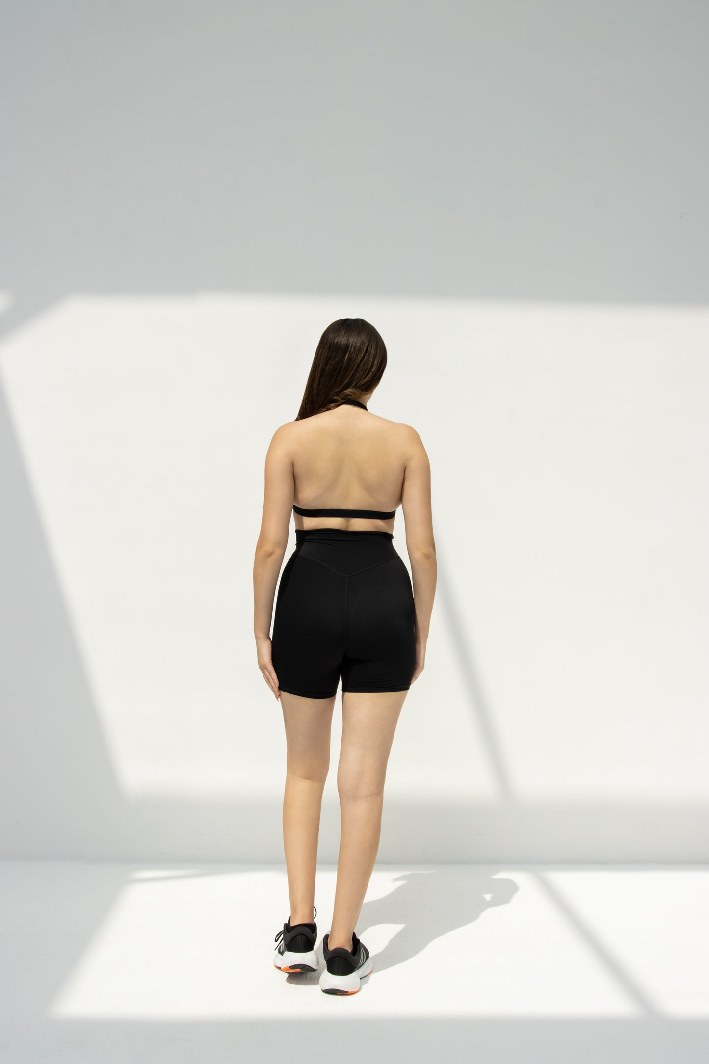 Black Sports Bra & High-Waisted Shorts Set