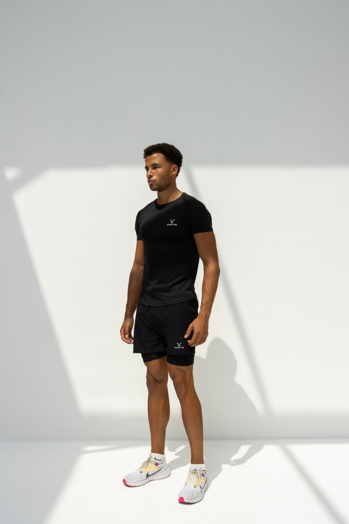 Men's Black Custom Double-Layer Gym Shorts