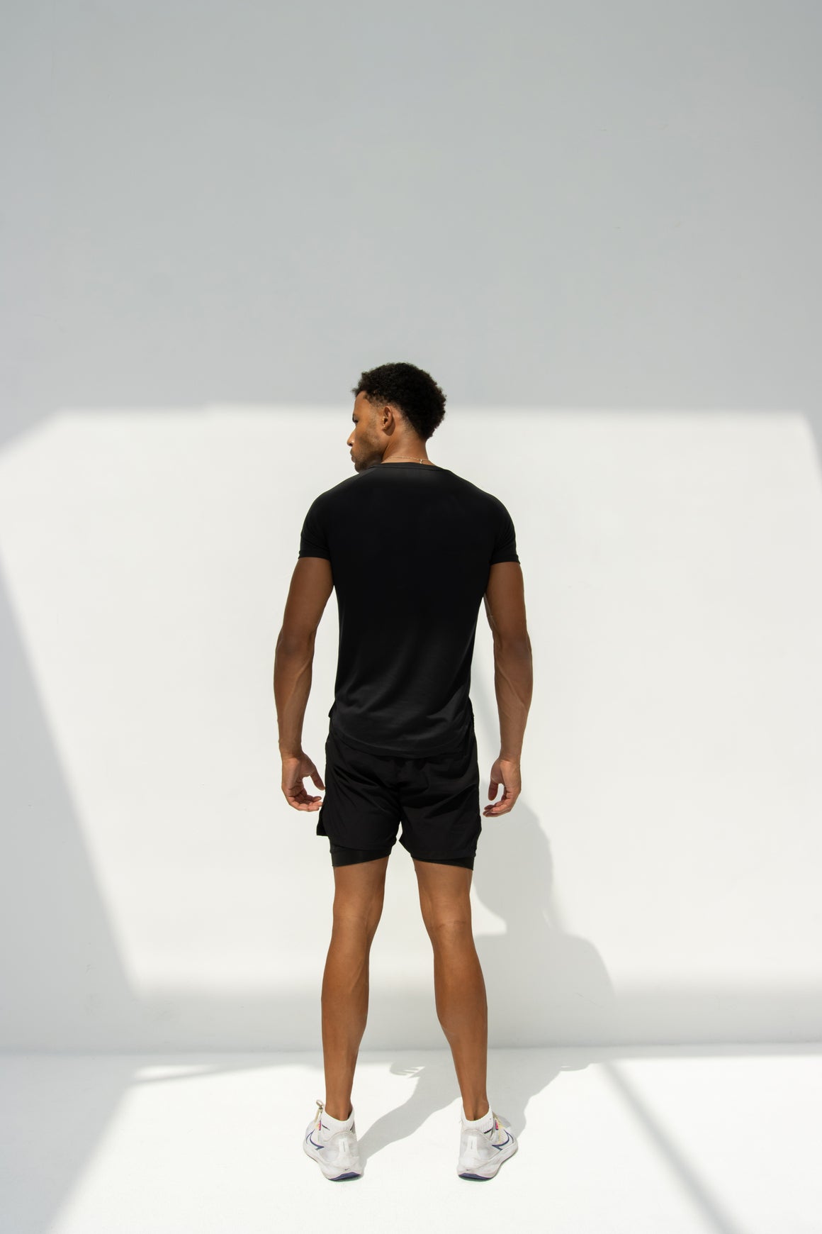 Men's Black Custom Double-Layer Gym Shorts