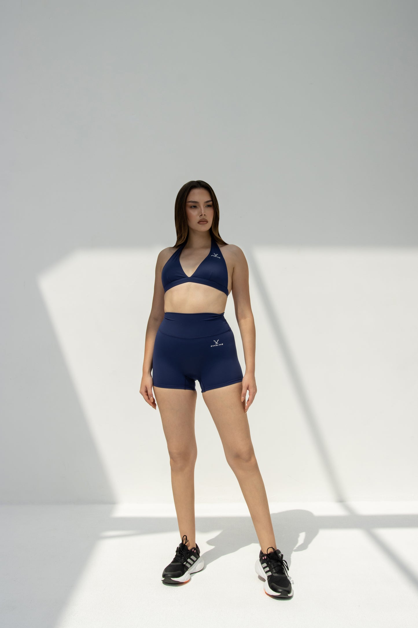 Navy Blue Sports Bra & High-Waisted Shorts Set
